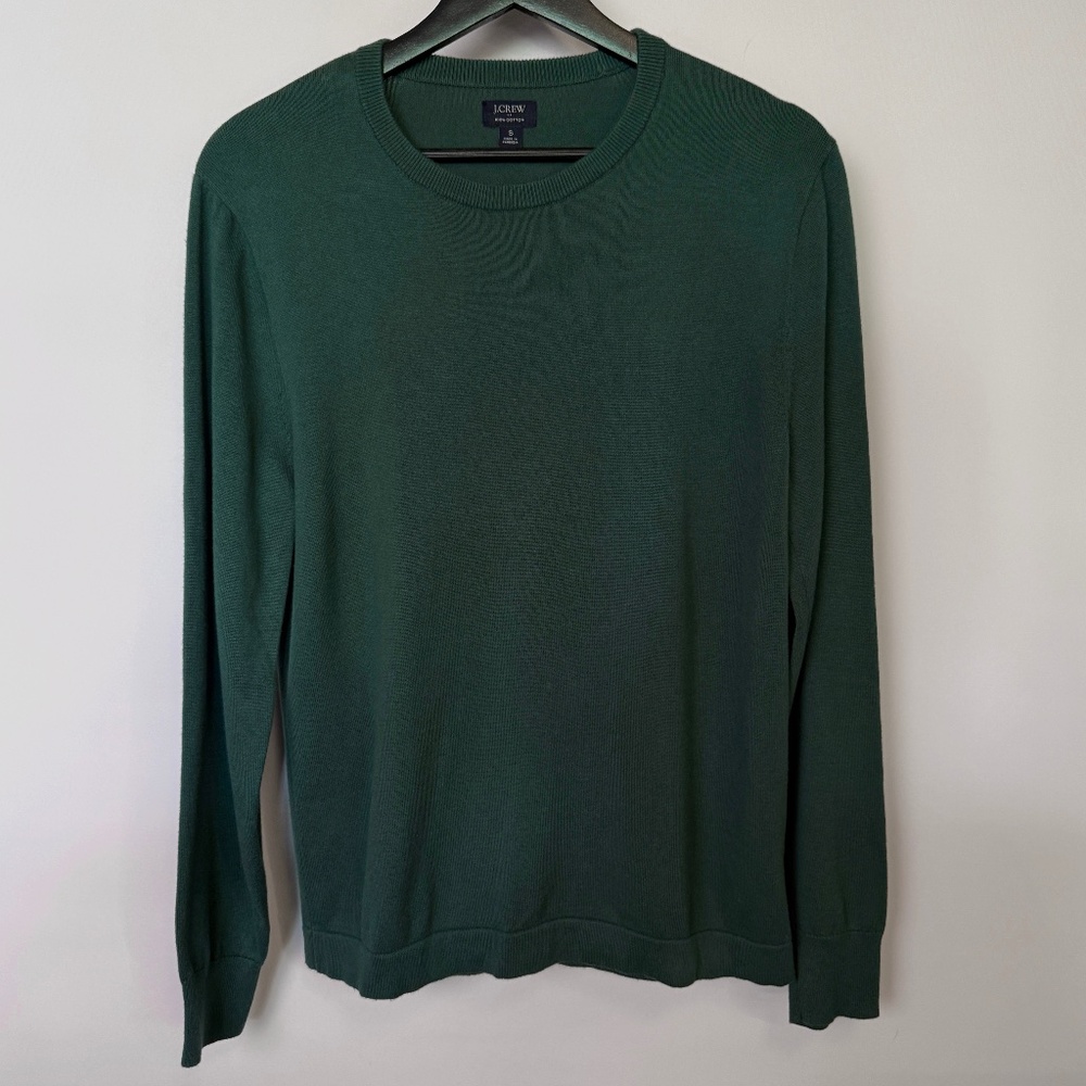 J.Crew - Mens Cotton Crewneck Sweater - Forest Green - Mens Size Small